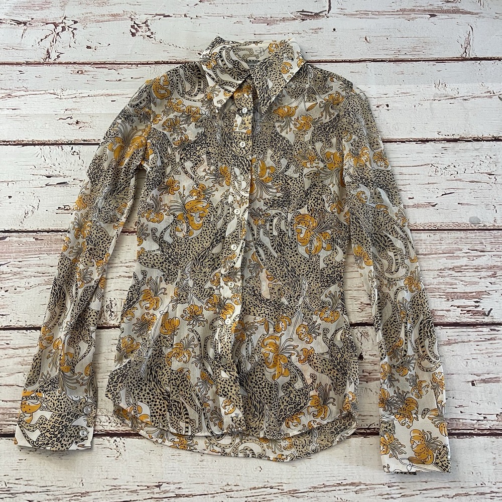 Vintage San Francisco Shirt Works Blouse Forest Animal Design Cheetahs‎ Small